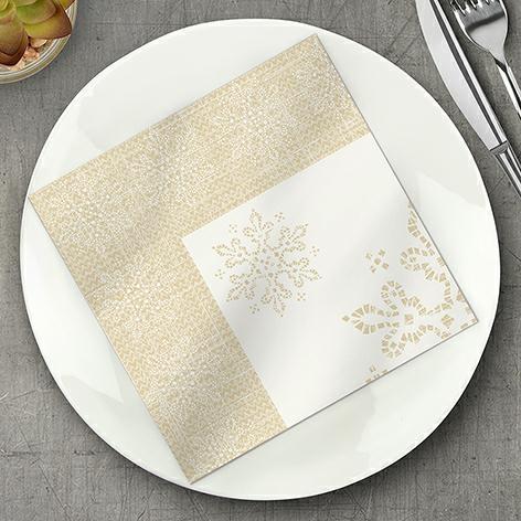 TOVAGLIOLI 40X40 -DRYCOLOR- CHAMPAGNE SNOWFLAKE CHRISTMAS WHITE