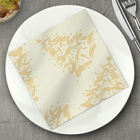 TOVAGLIOLI 40X40 -DRYCOLOR- CHAMPAGNE SILENT TREES CHRISTMAS WHITE