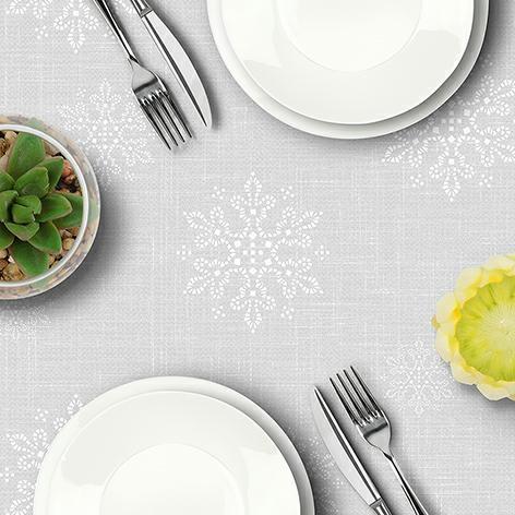 COPRIMACCHIA 100X100 -DRYCOLOR- WHITE SNOWFLAKE CHRISTMAS GREY