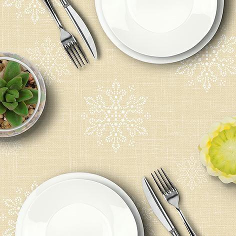 COPRIMACCHIA 100X100 -DRYCOLOR- CHAMPAGNE SNOWFLAKE CHRISTMAS WHITE